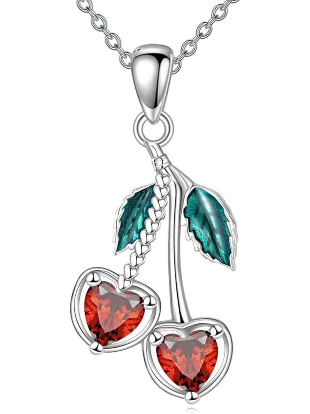 Charming Sterling Silver Fruits Necklace - Pineapple & Strawberry Pendant